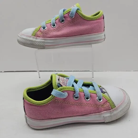CONVERSE All Star Pink Canvas Unicorn Print Sneakers Low Top Toddler Girls Sz 7 - Picture 2 of 8